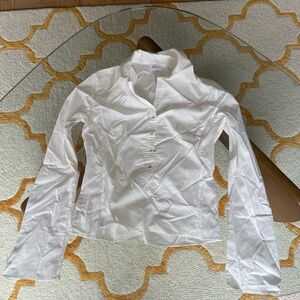 Motivi Flared Sleeve White Button-Down Shirt